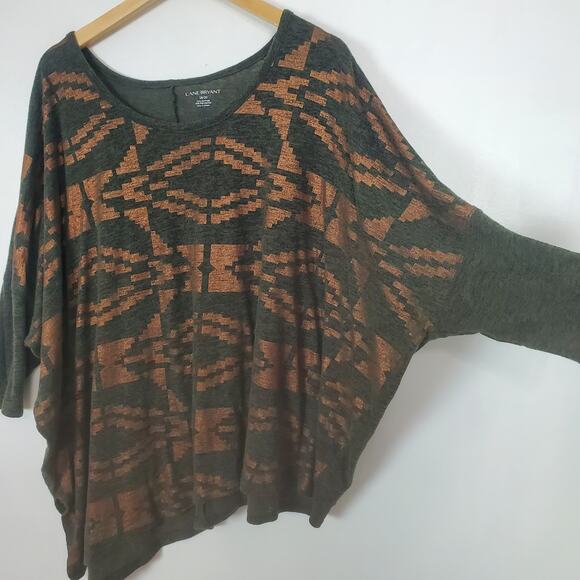 Lane Bryant gray and gold asymmetric hem dolman sleeve top 18/20 - Picture 3 of 4